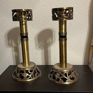 Vintage Oppenheim Brass Candlesticks, Candle Holders with made in Israel tag